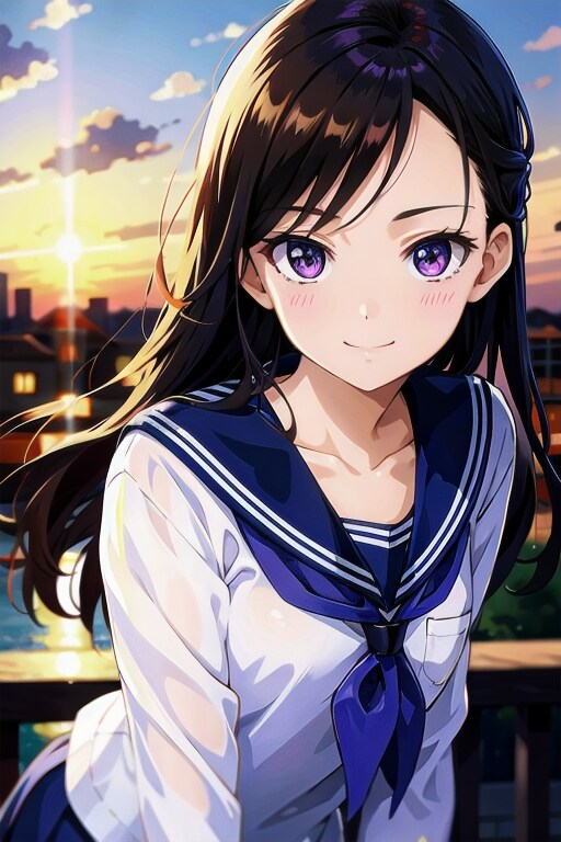 夕陽 と おでこ (realistic lighting - SDE Karras)
