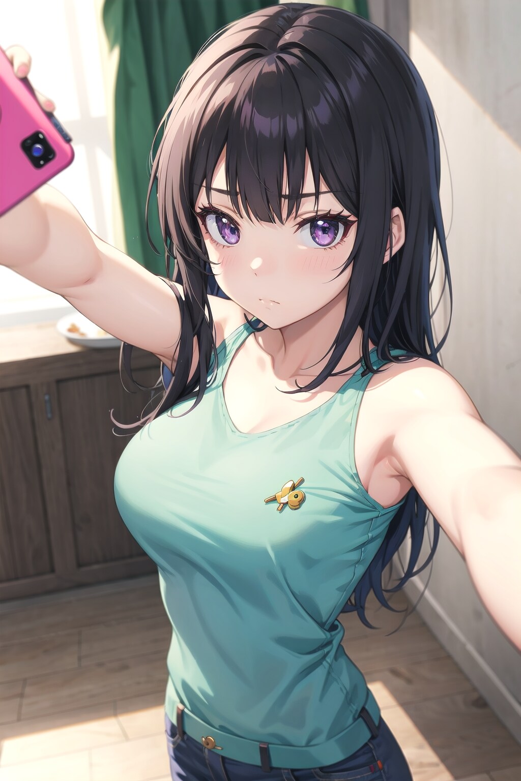 (2枚) 高□麗奈 自宅で自撮り