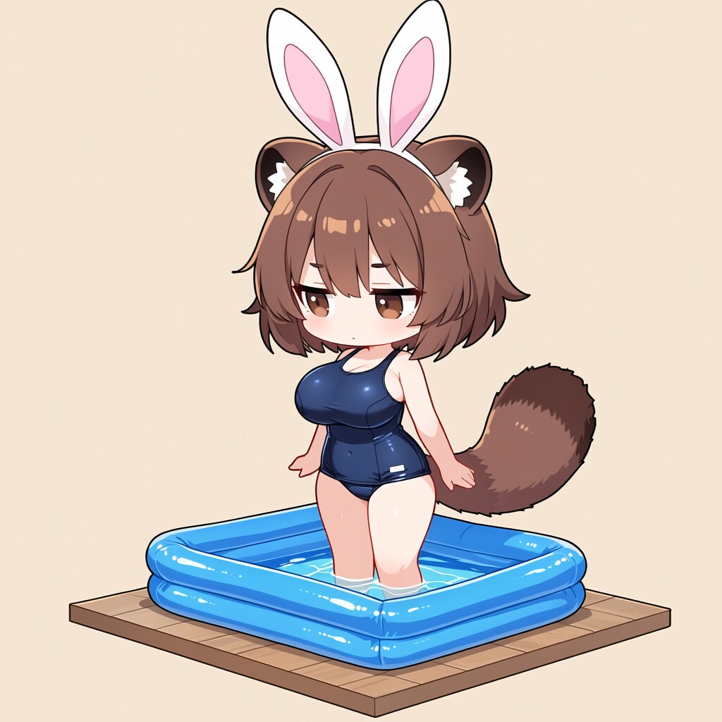 ちびタヌキ【スク水バニーガール】