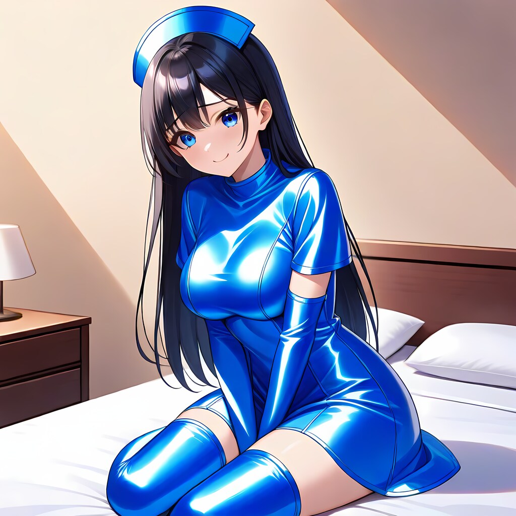 水色サテンナース長手袋サイハイソックス