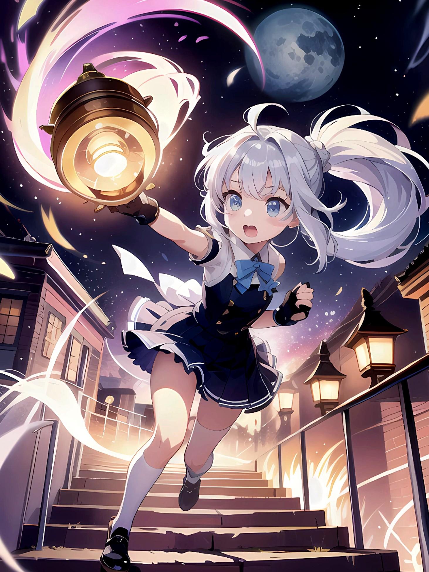 夜の町と白髪ちゃん | の人気AIイラスト・グラビア