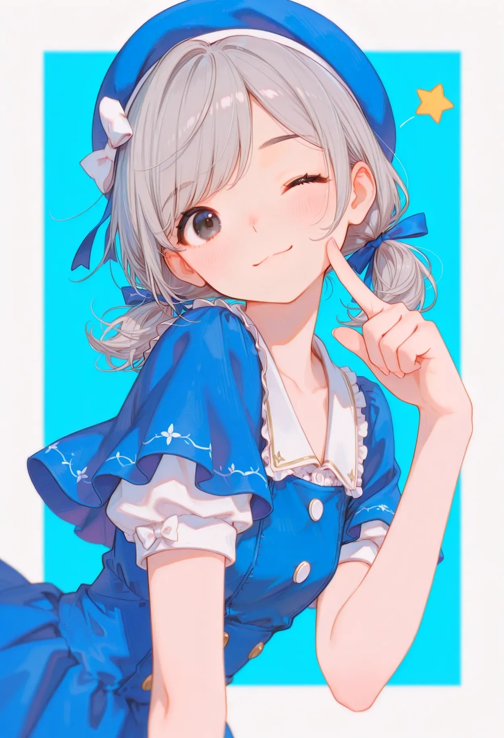 青コーデの雪華ちゃん