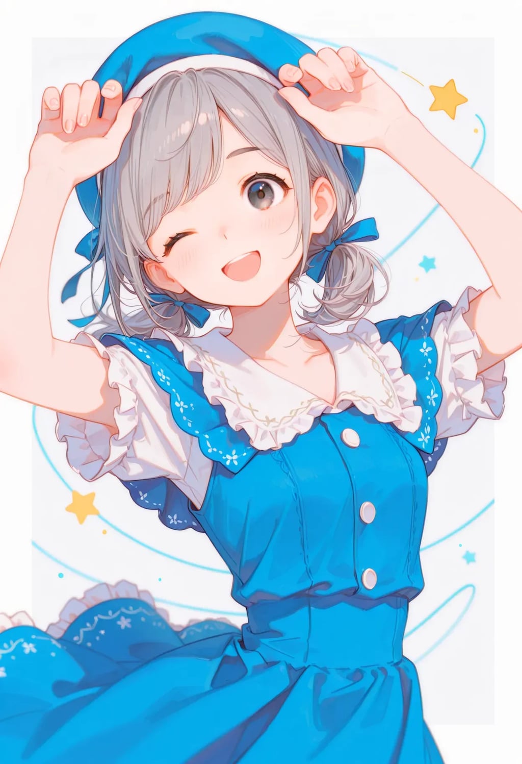 青コーデの雪華ちゃん