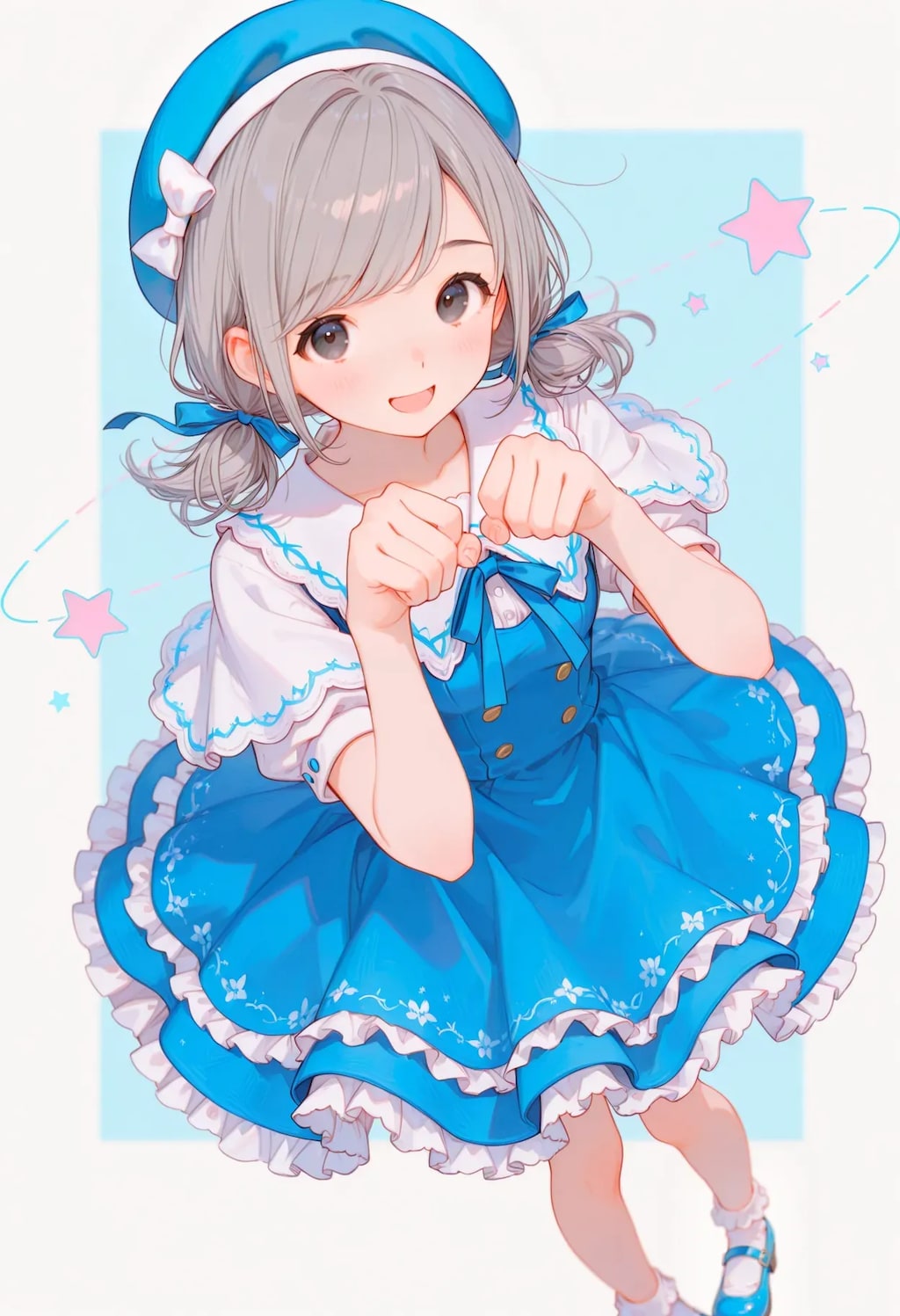 青コーデの雪華ちゃん