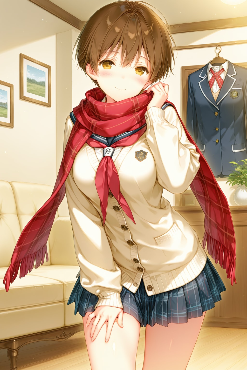 ショートヘアJKさんと冬の通学スタイル