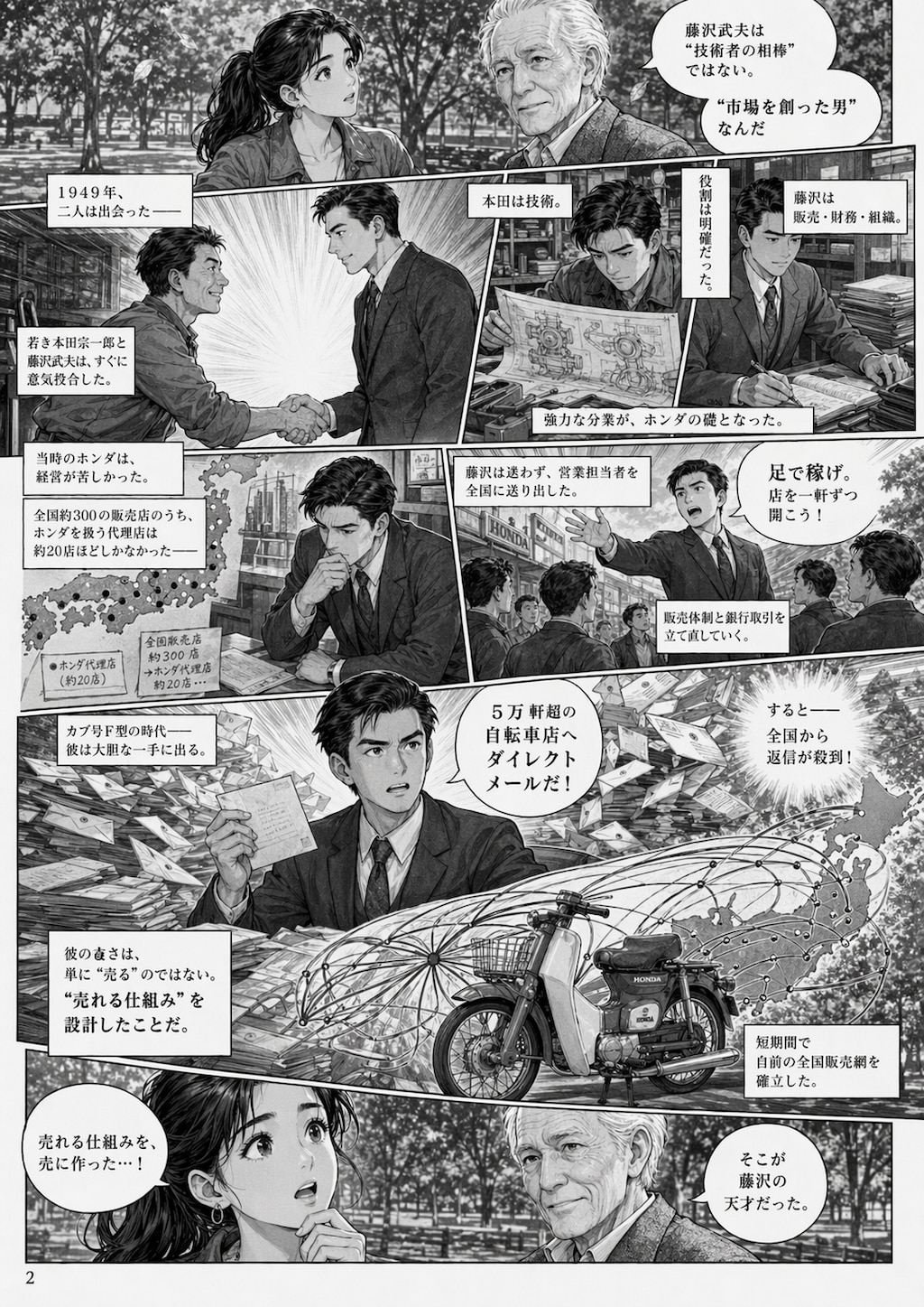 AI漫画「高度成長期の名人達」藤沢武夫