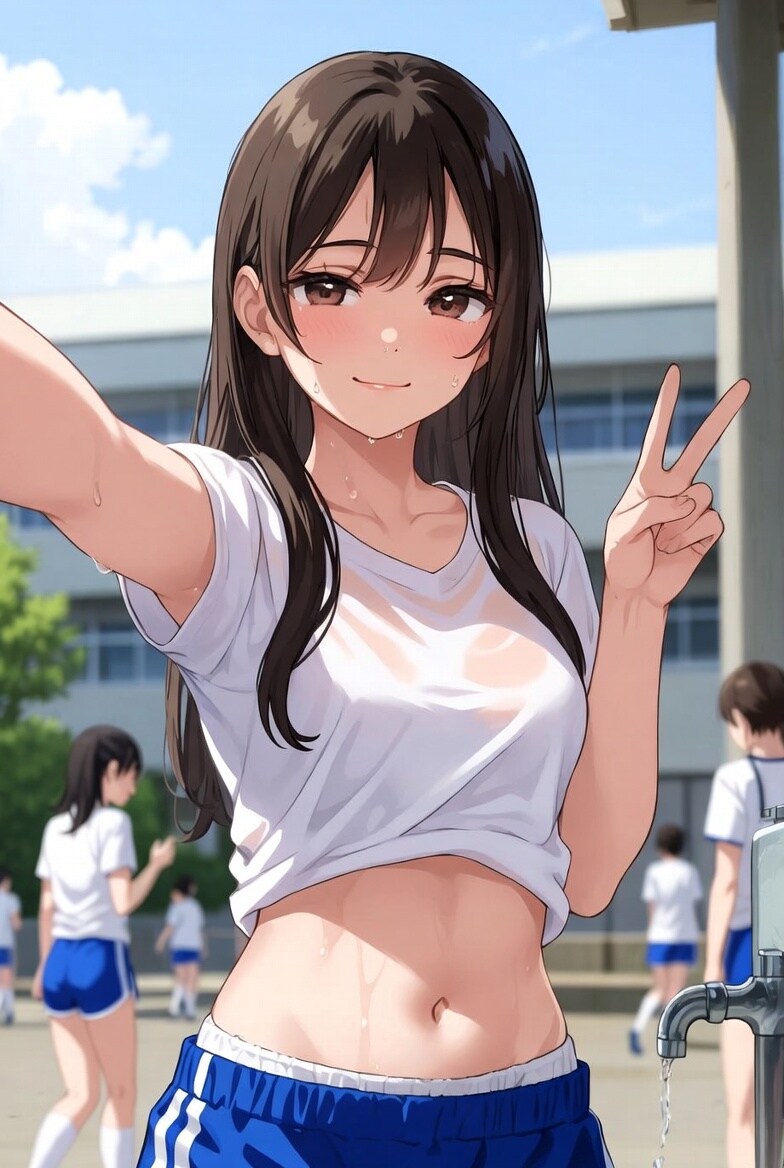 運動着でピース③イラストver
