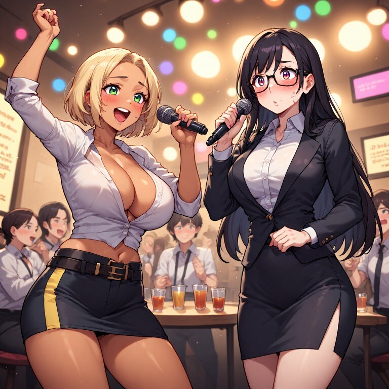 金髪ギャルと黒髪メガネ　カラオケ編Ver.R-15