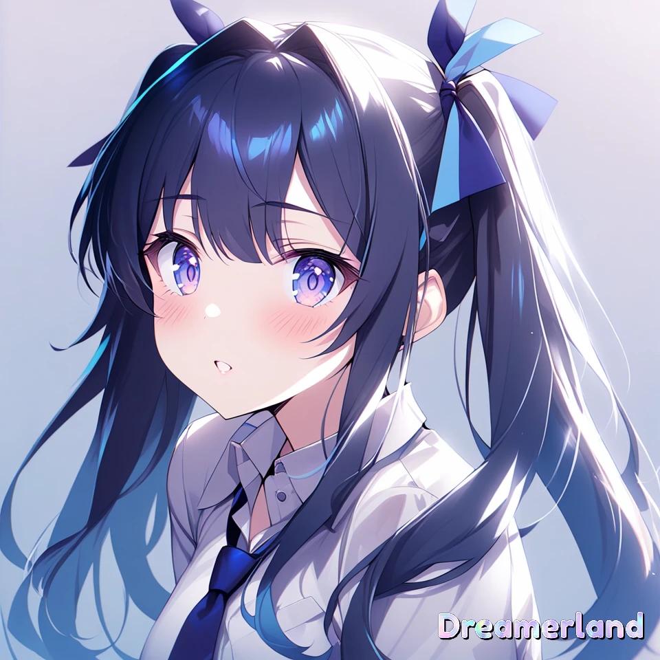 0613-13青いリボンのツインテール少女