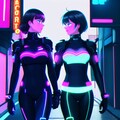サイバーパンクの夜の街のデート(NovelAI) 4枚目