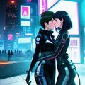サイバーパンクの夜の街のデート(NovelAI) 6枚目