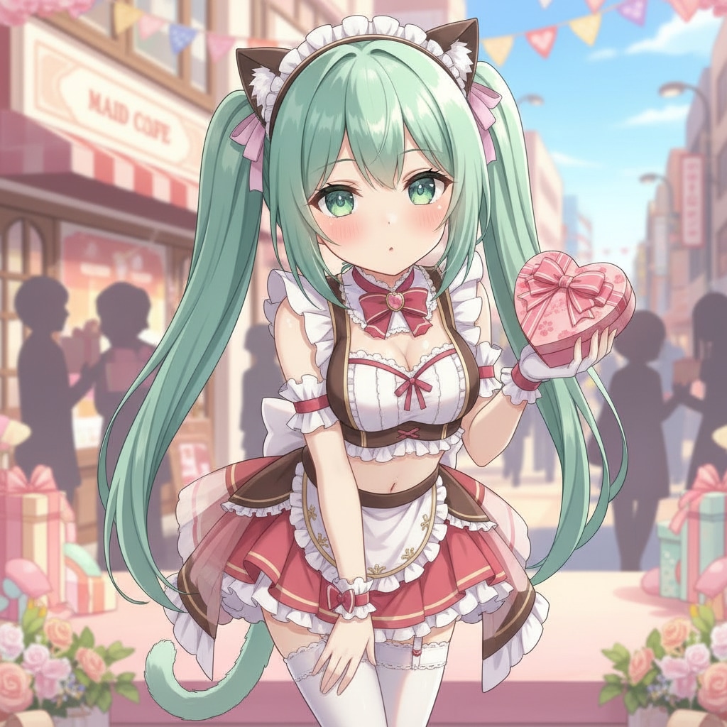 みどツイにゃん。2月14日 #バレンタインデー。バレンタインメイド。