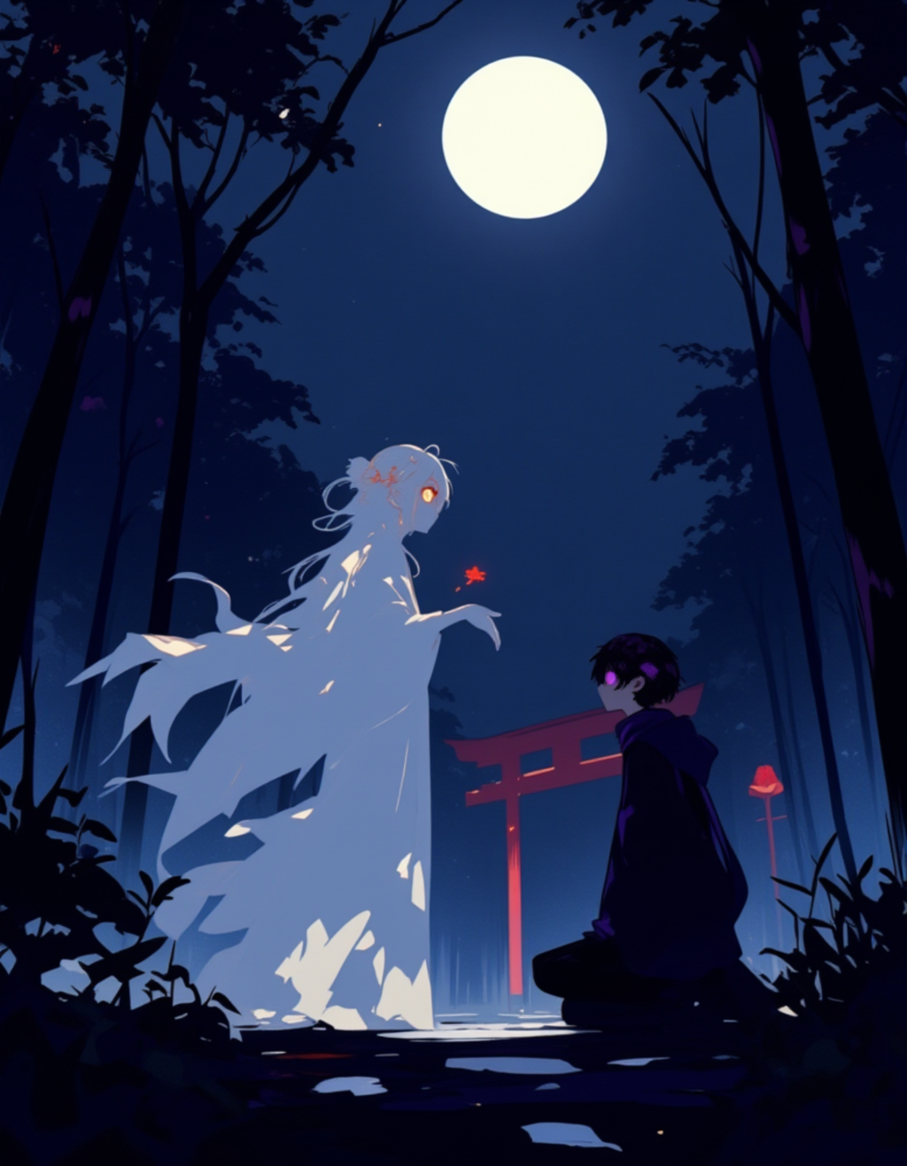 【樹海のかみさま】月下の影絵 - 神聖な邂逅