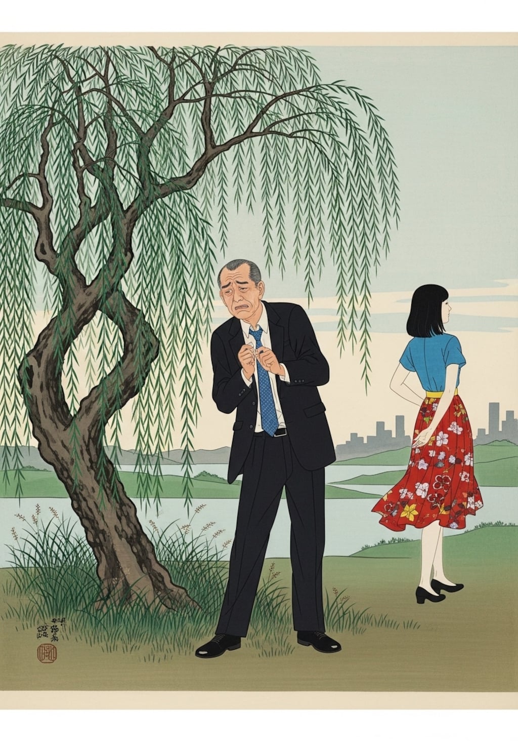 若草に根をわすれたる柳かな