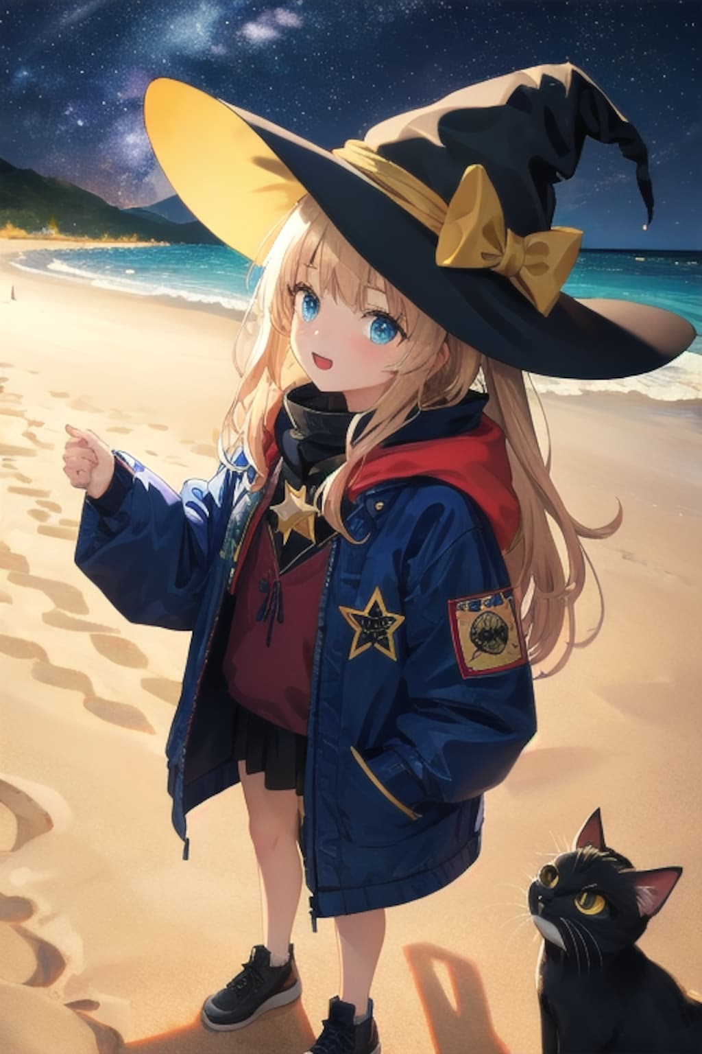 砂浜の魔女と星空