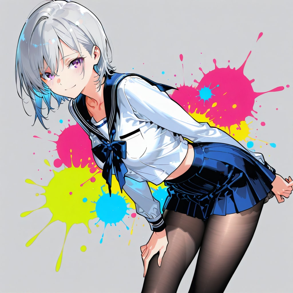 (1143)銀髪ちゃんセーラー服