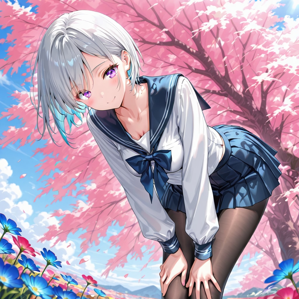 (1143)銀髪ちゃんセーラー服 | の人気AIイラスト・グラビア