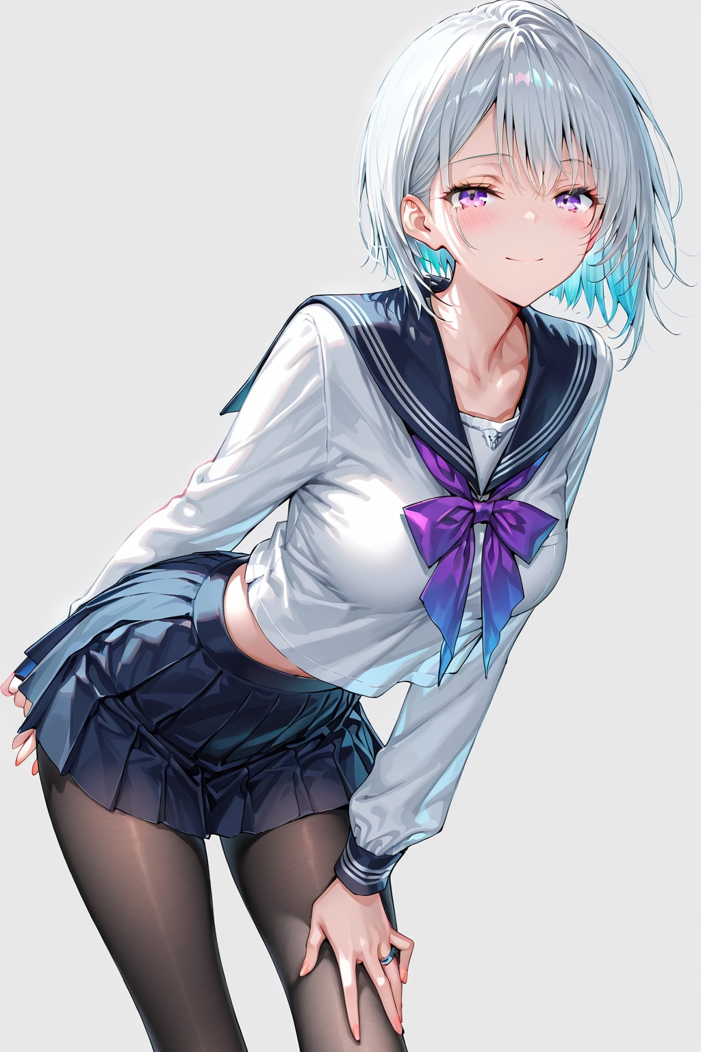 (1143)銀髪ちゃんセーラー服