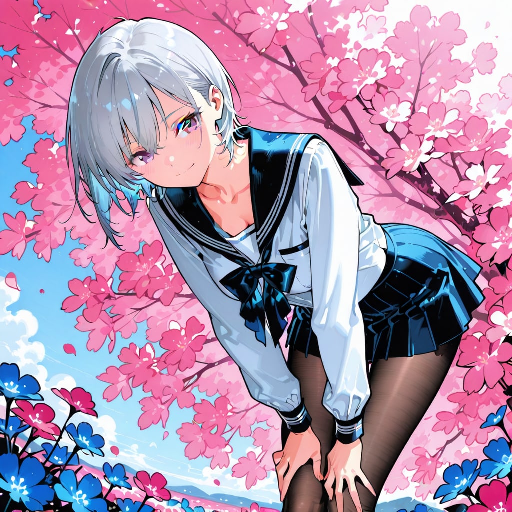 (1143)銀髪ちゃんセーラー服