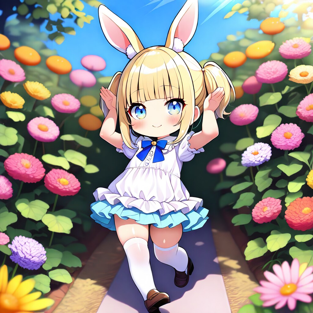 お花畑のうさ耳みんと♪ | の人気AIイラスト・グラビア