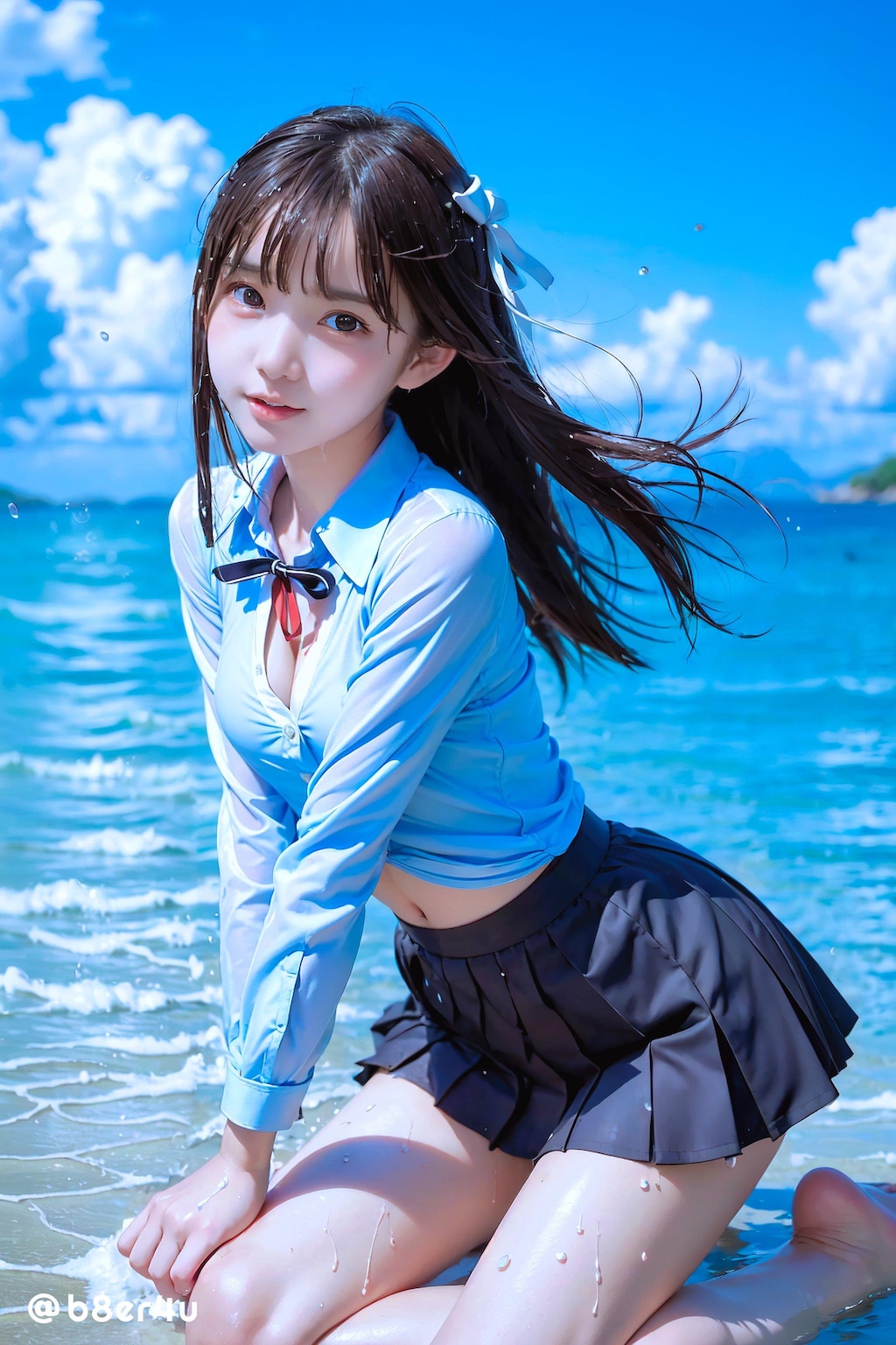 も～！けっきょくお互い濡れちゃったじゃん🌻