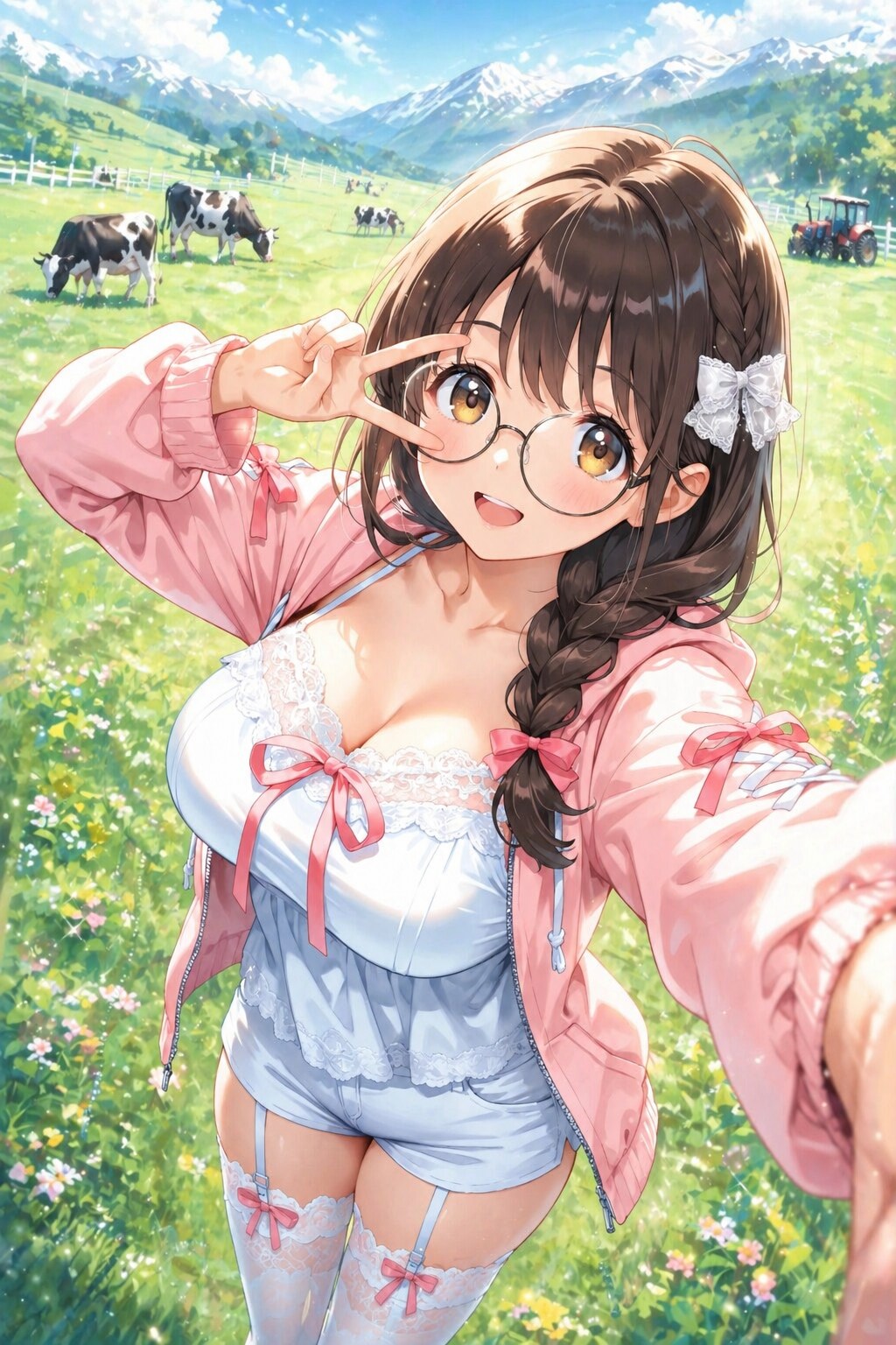レンズの向こうに緑の牧場