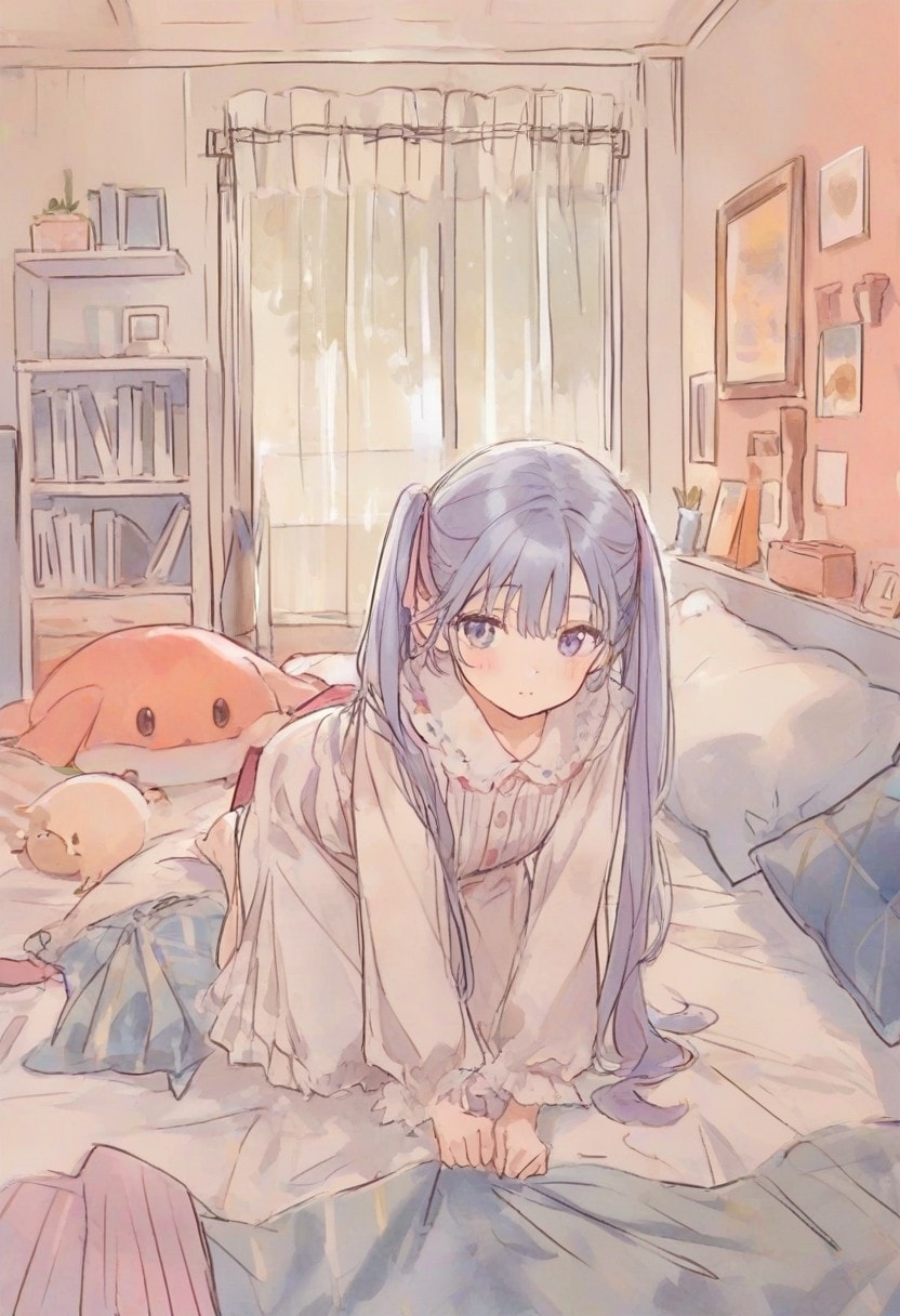 少女の部屋(水彩タッチ)(213) | の人気AIイラスト・グラビア