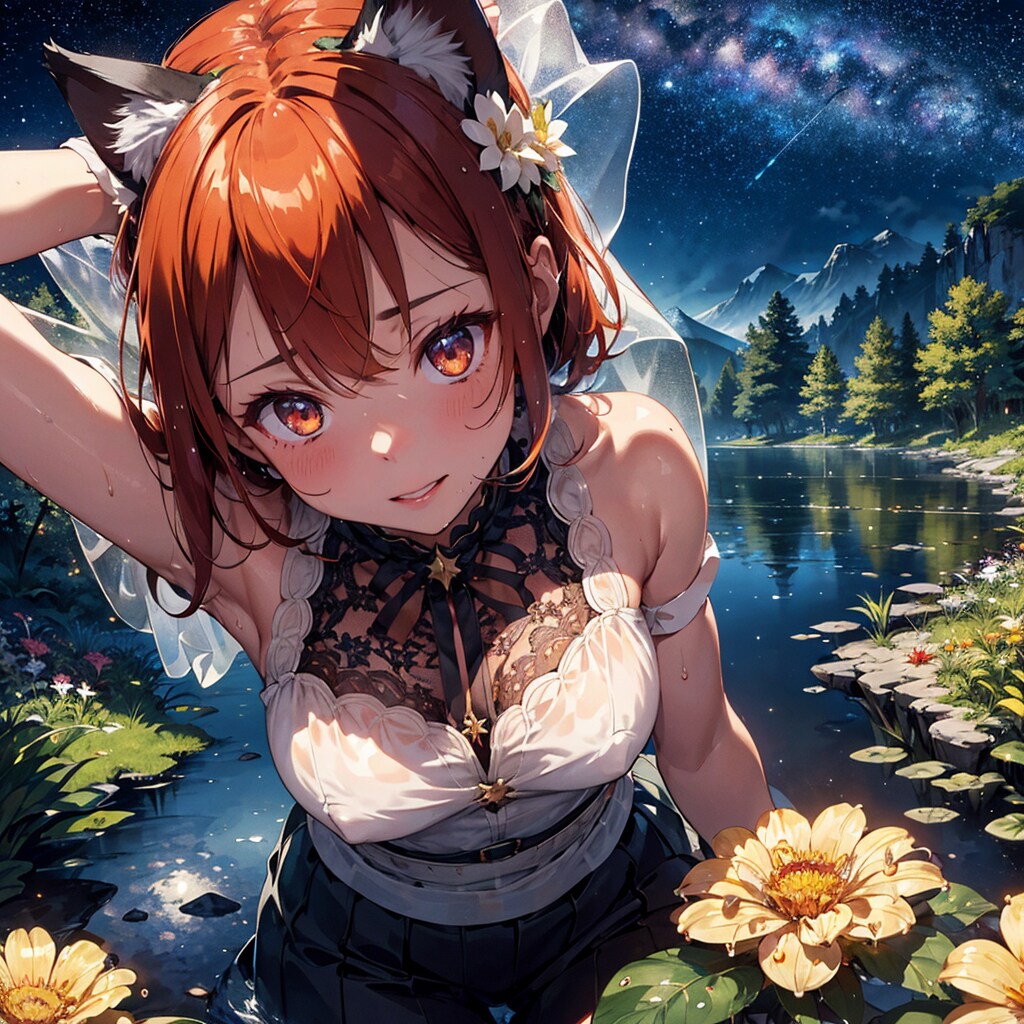 星空と花とケモ耳おんなのこ(別モデルその２)