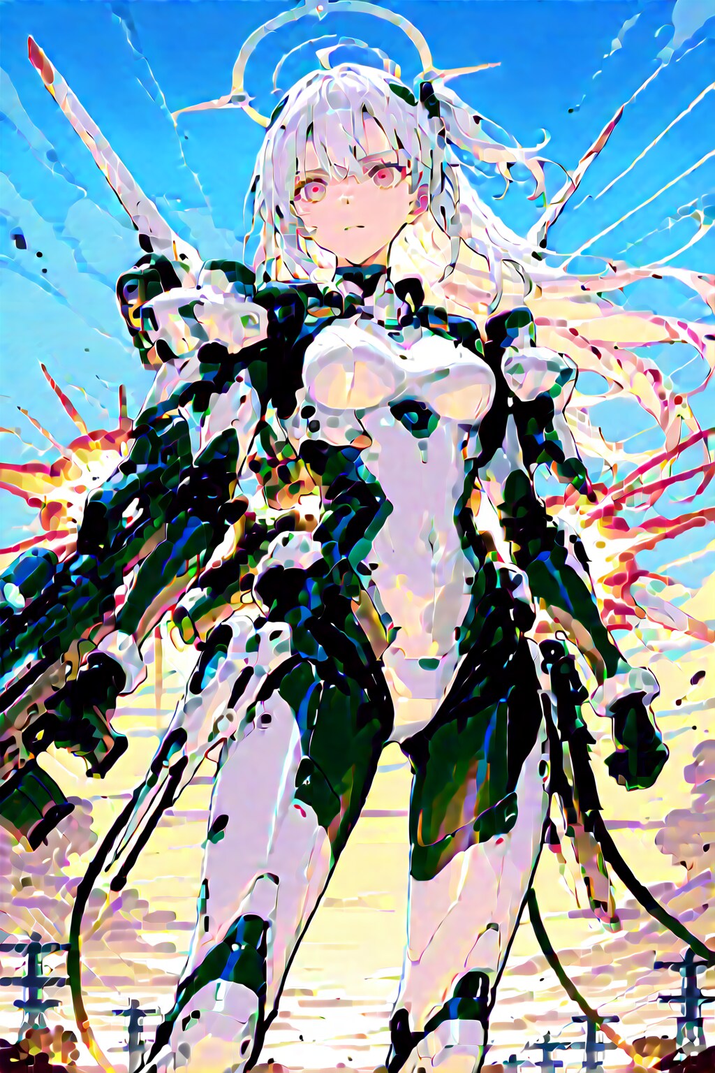 モザイクアートのメカ娘