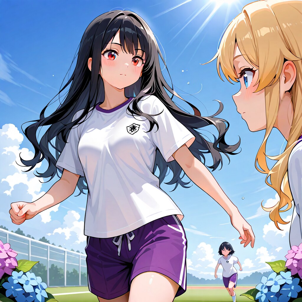 梅雨の晴れ間にサッカー