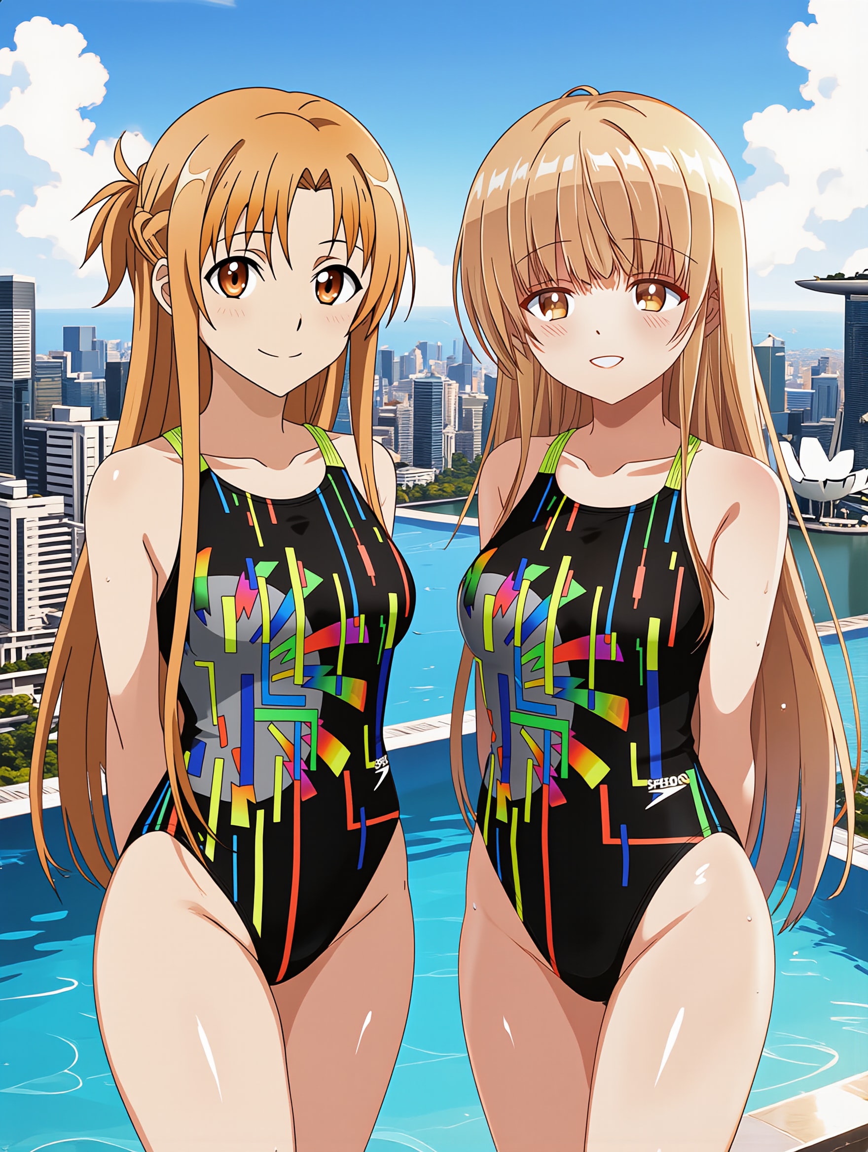 アスナと椎名真昼の競泳水着姿