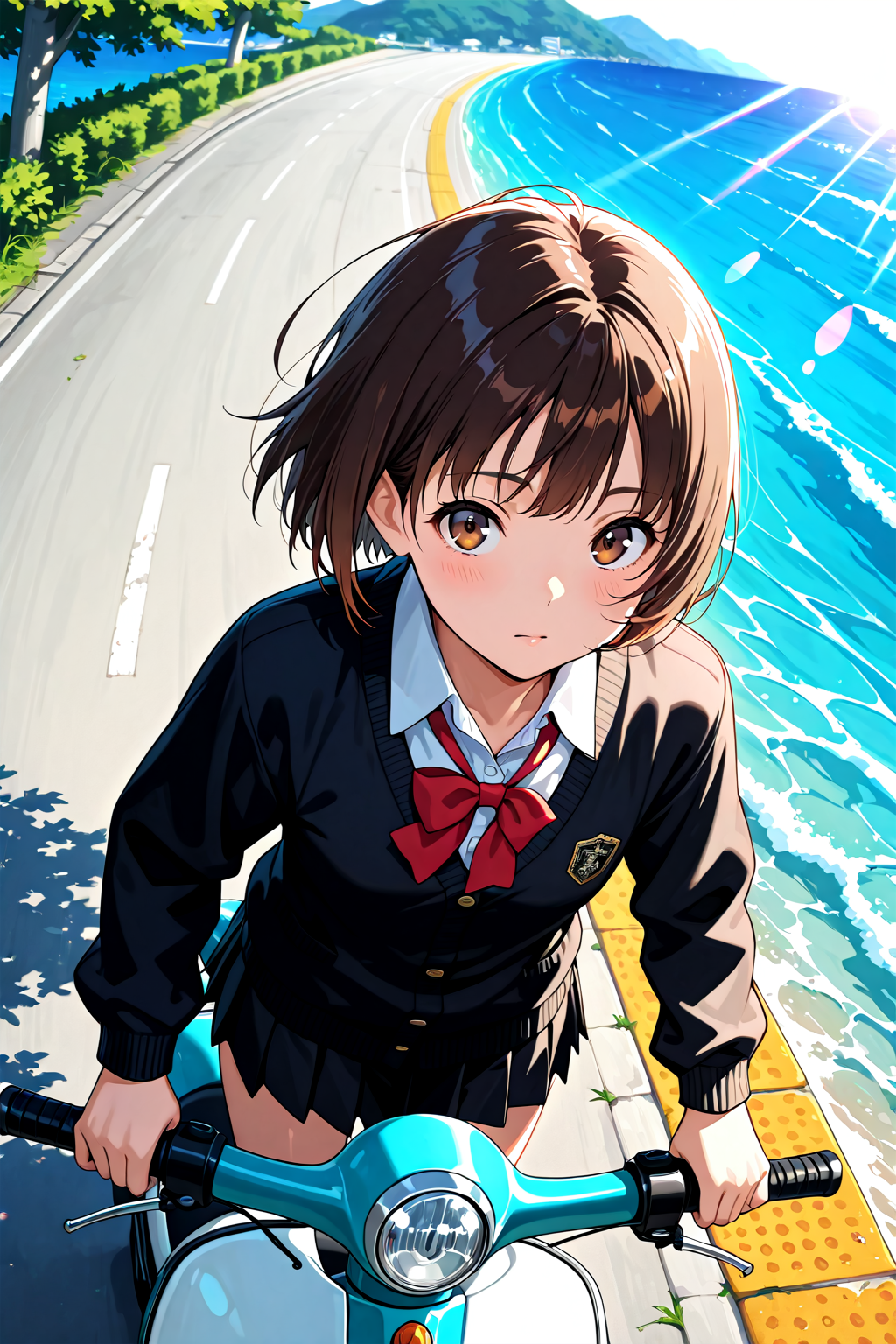 海辺のスクーターガール | の人気AIイラスト・グラビア