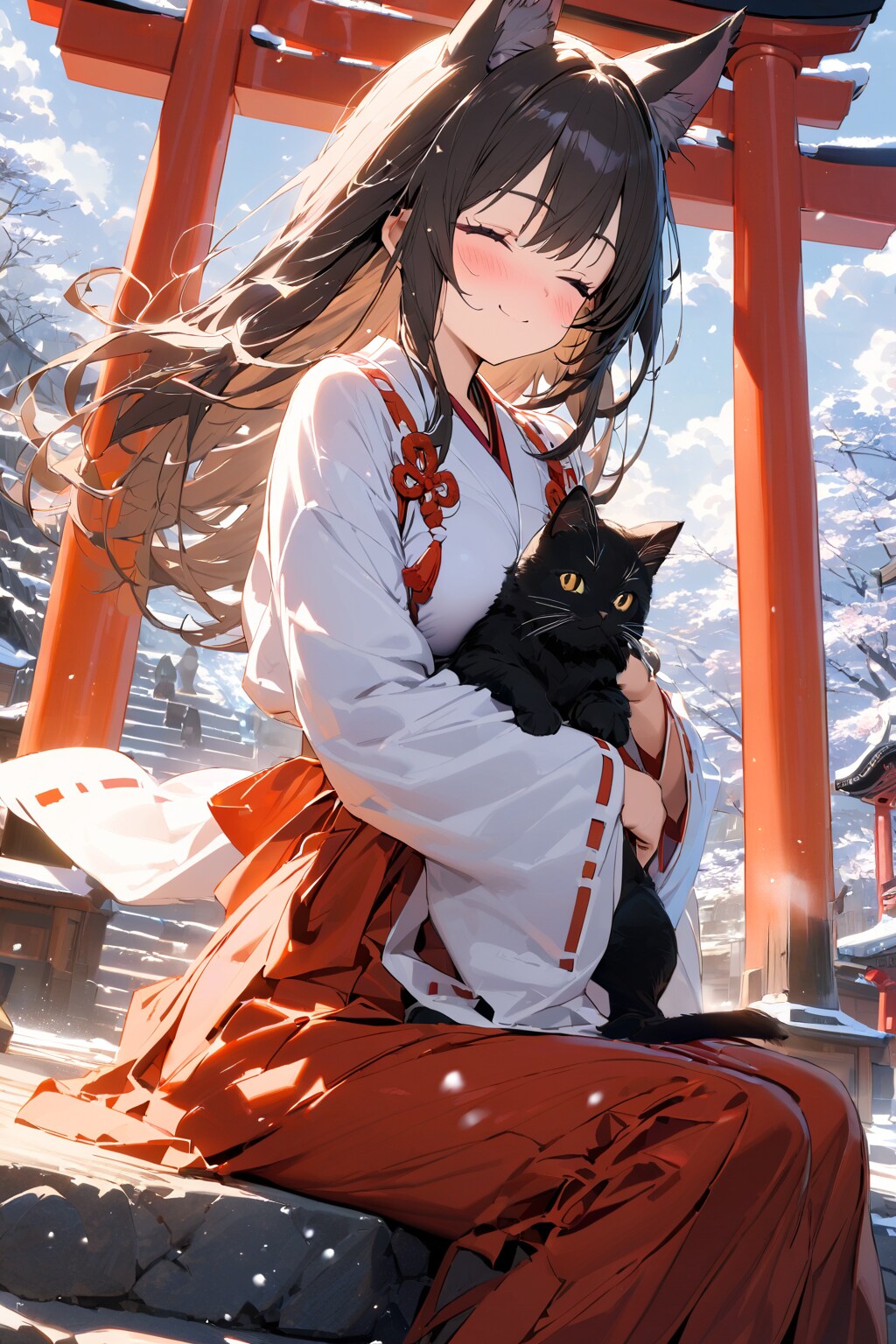 雪の猫神社