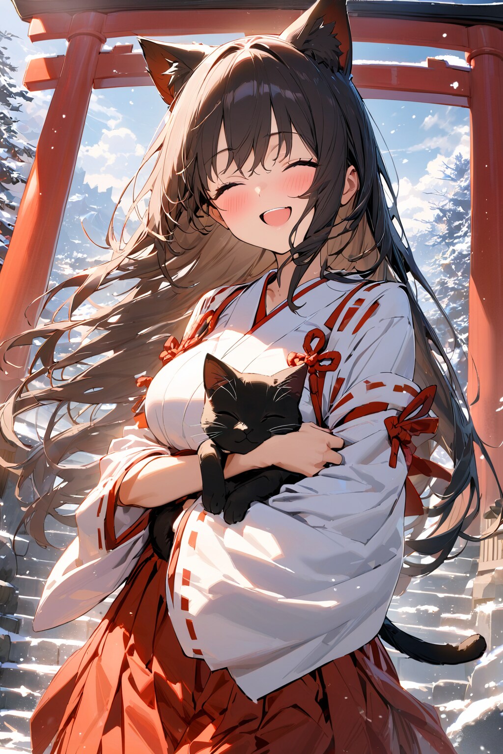 雪の猫神社
