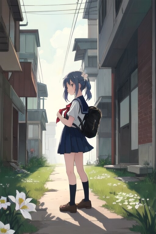 花咲く路地 | の人気AIイラスト・グラビア