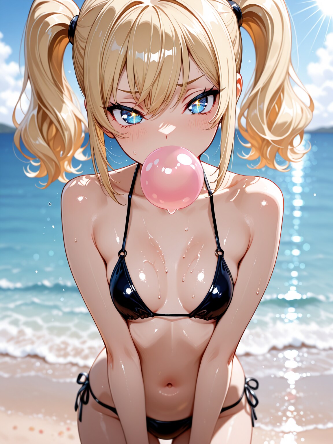フーセンガムを膨らませる萌咲