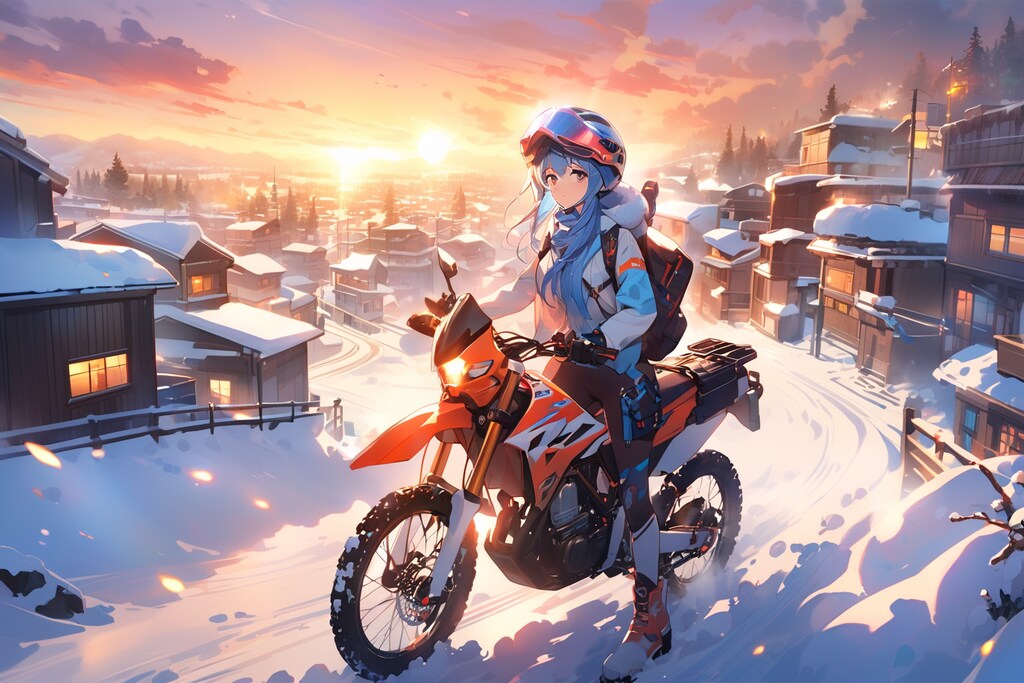 田舎町とバイクと女の子