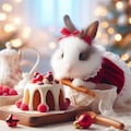 クリスマスケーキを作るウサギ 2枚目