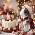 クリスマスケーキを作るウサギ 3枚目