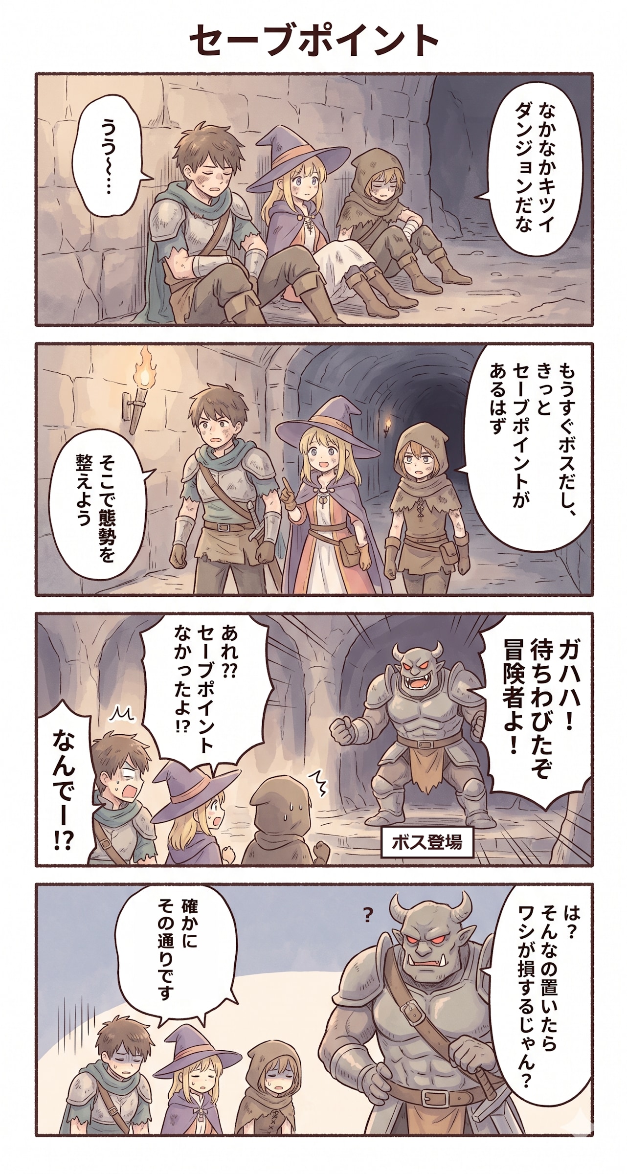 #50 ゆる日常4コマ・RPG編「セーブポイント」