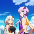 結月ゆかりと紲星あかりの競泳水着姿 2枚目