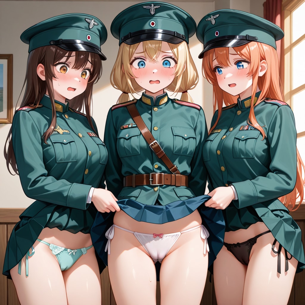 百合に挟まる女  軍人