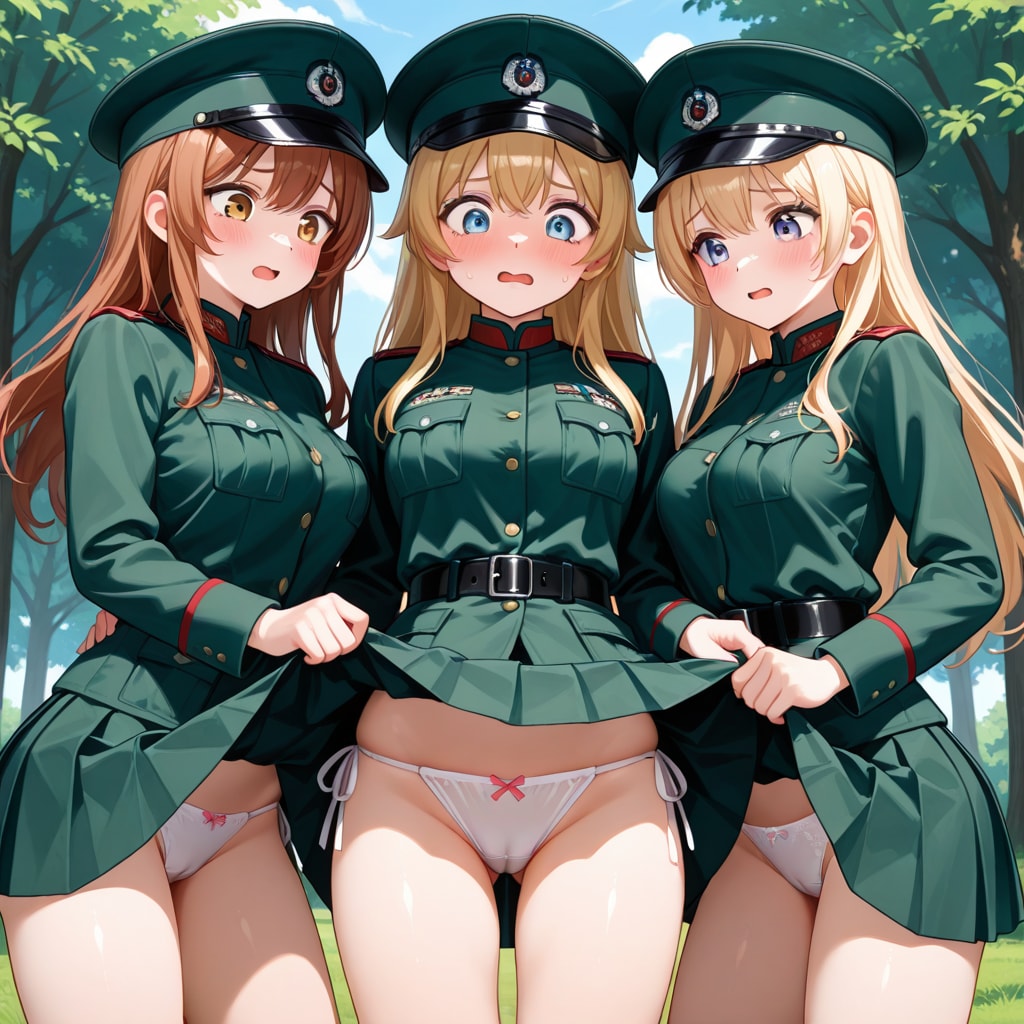 百合に挟まる女  軍人
