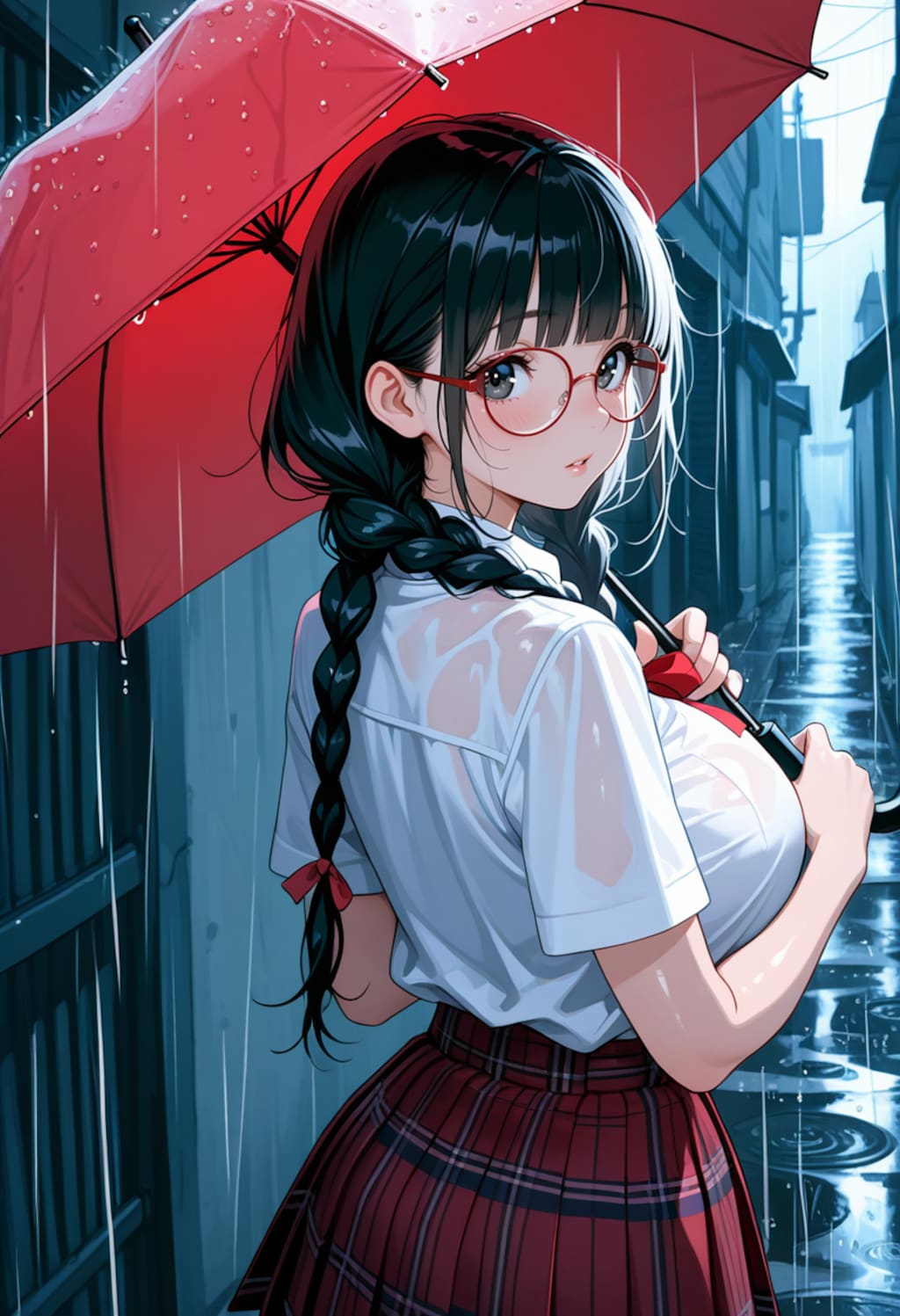 赤い傘の女の子