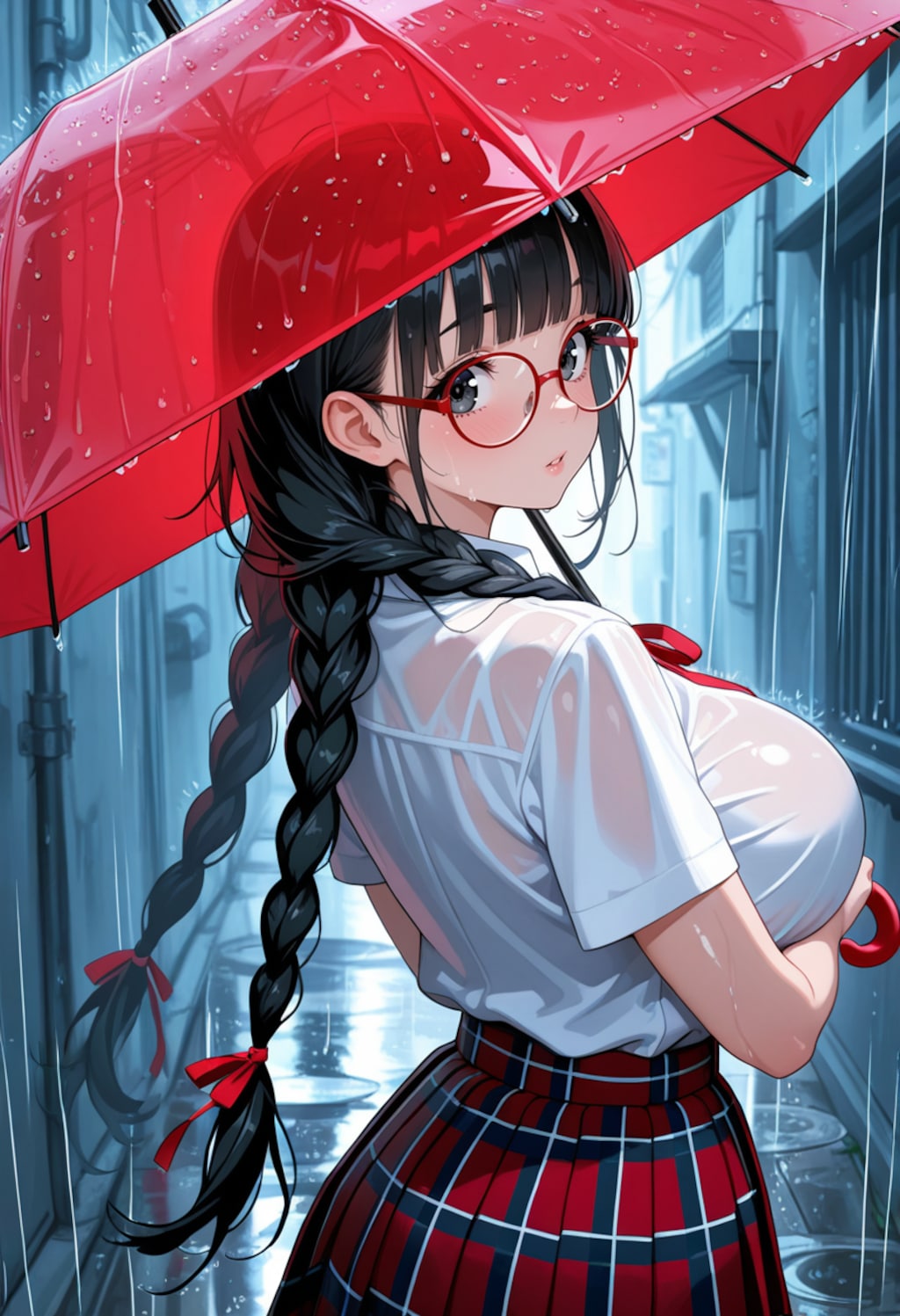 赤い傘の女の子