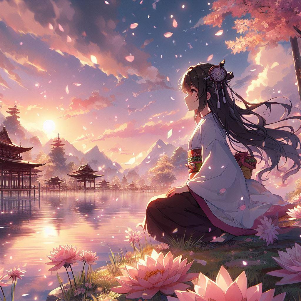 散り花と湖