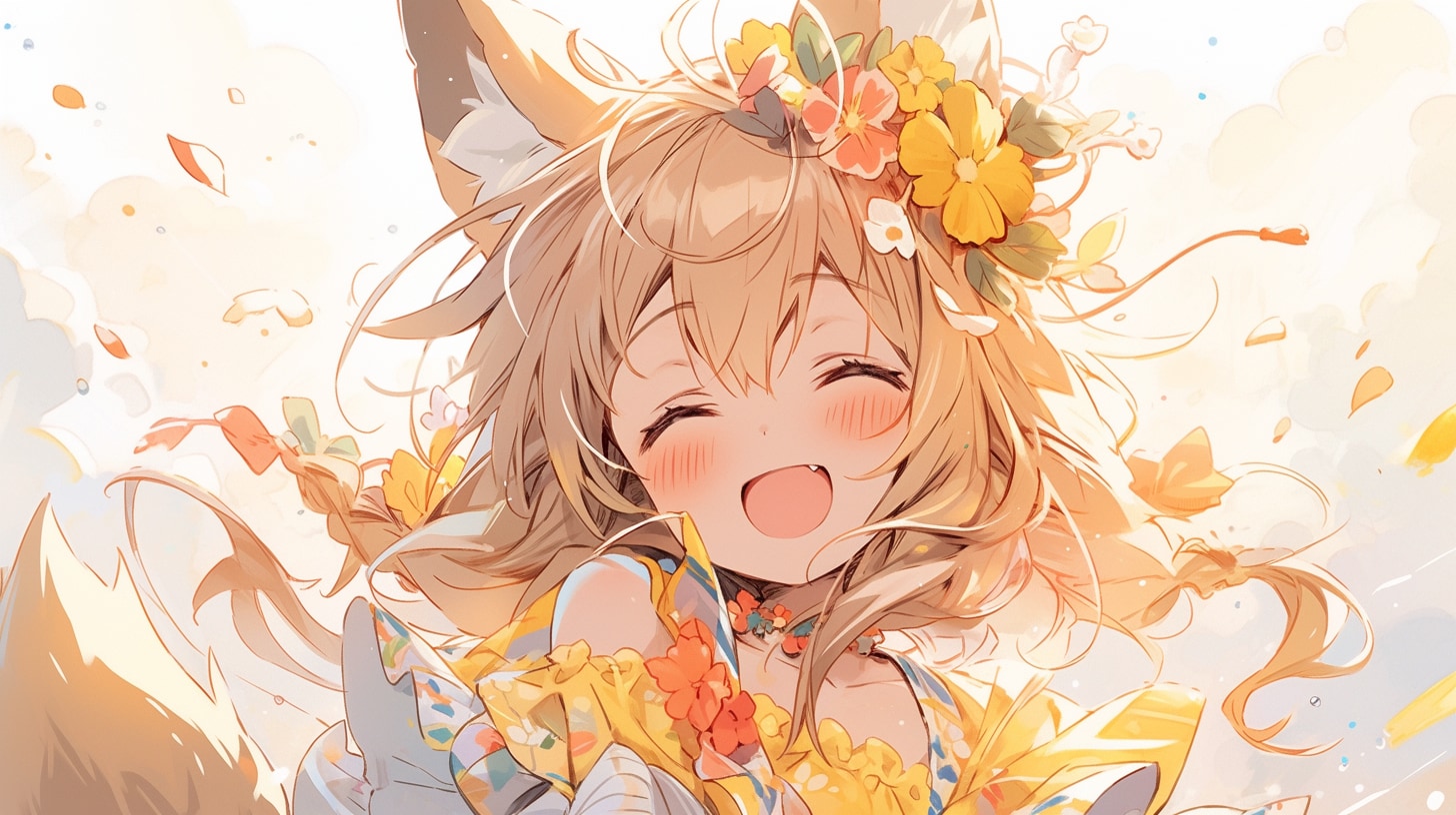 花冠の狐娘と黄金の風 | の人気AIイラスト・グラビア