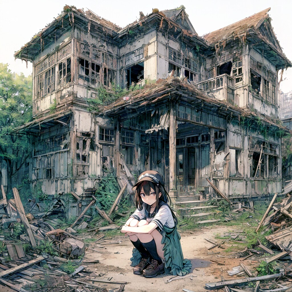廃墟と少女③ | の人気AIイラスト・グラビア