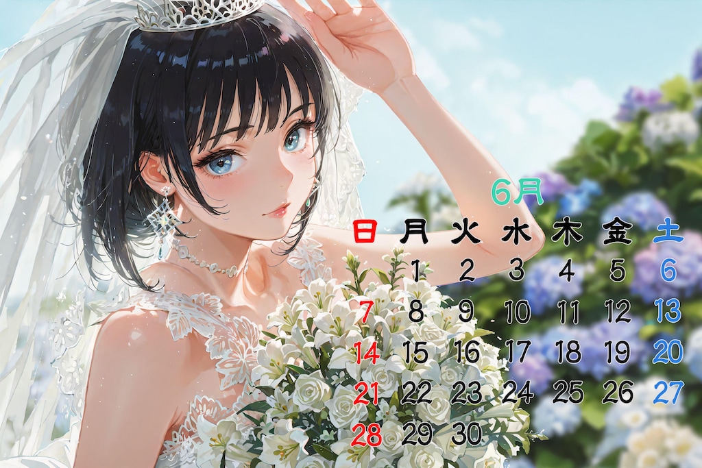 2026年６月カレンダー（横Ver.）