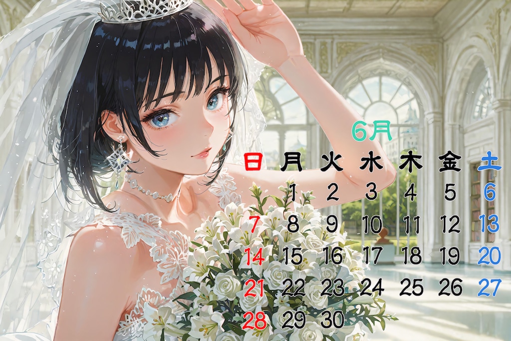 2026年６月カレンダー（横Ver.）